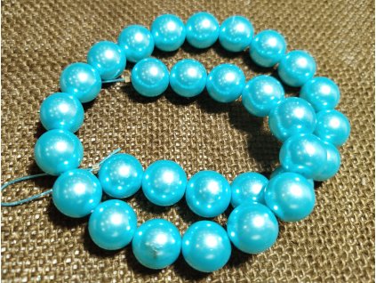 Vosková perla - tmavě tyrkysová (šňůra) - 14mm (30ks)