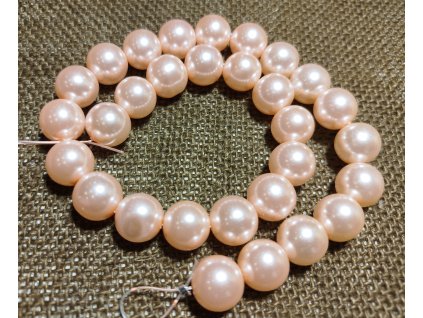Vosková perla - světle růžová (šňůra) - 14mm (30ks)