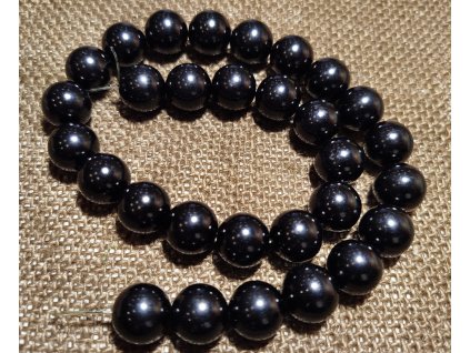Vosková perla - černá (šňůra) - 14mm (30ks)