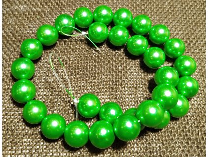 Vosková perla - zelená (šňůra) - 14mm (30ks)