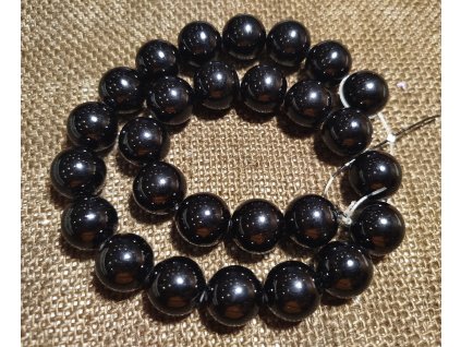 Vosková perla - černá (šňůra) - 16mm (27ks)