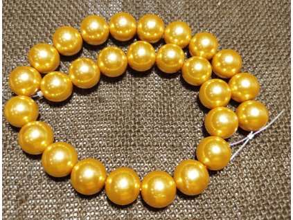 Vosková perla - tmavě zlatá (šňůra) - 16mm (27ks)