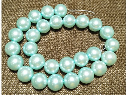 Vosková perla - světle tyrkysová (šňůra) - 16mm (27ks)