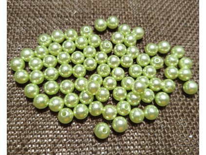 Korálky - voskové perly - světle zelená - 8mm - balení 20g