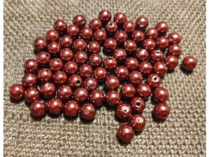 Korálky - voskové perly - měděně hnědá - 8mm - balení 20g