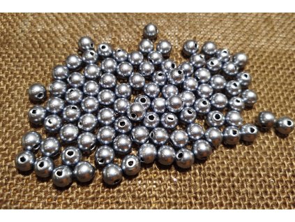 Korálky - voskové perly - stříbrná - 8mm - balení 20g