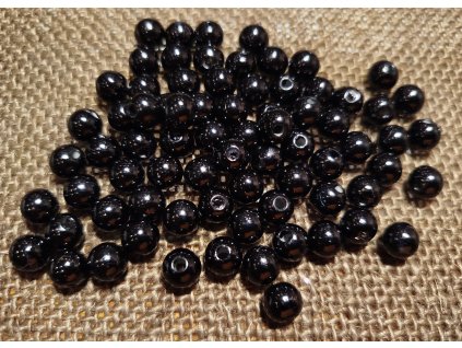 Korálky - voskové perly - černá - 8mm - balení 20g