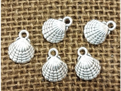 Přívěsek - kov - stříbro - mušlička