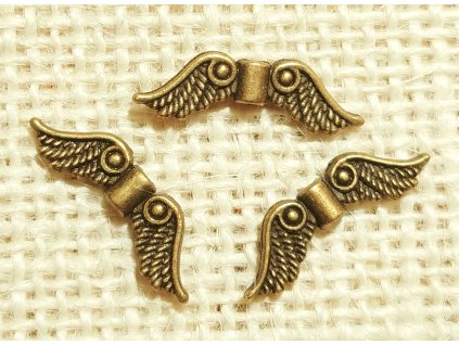 Komponent - andělská křídla - staromosaz - 2,4 cm