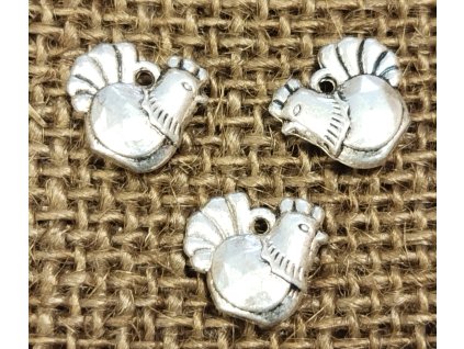 Přívěsek - kov - stříbro - slepička