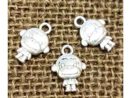 Přívěsek - kov - stříbro - opičák