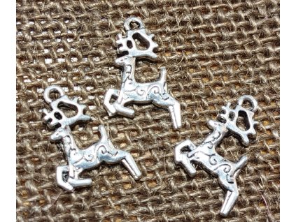 Přívěsek - kov - stříbro - jelen