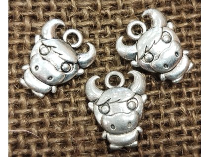 Přívěsek - kov - stříbro - kravička