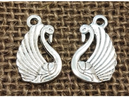 Přívěsek - kov - stříbro - labuť