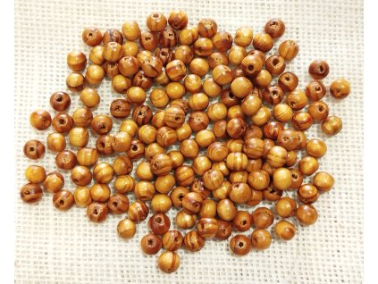 Dřevěné korálky - kulaté - dvoubarevné - 28g