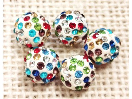 Korálky třpytivé - Shamballa 10mm - multicolor