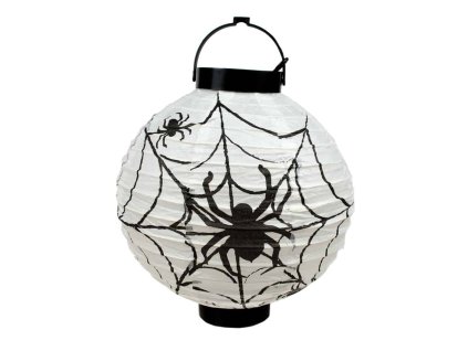 Lampion na baterie - bílý s pavoukem