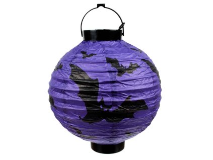 Lampion na baterie - fialový s netopýrem