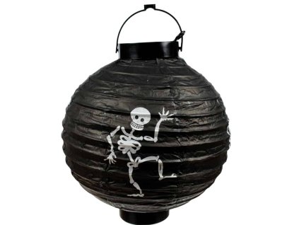 Lampion na baterie - černý s kostlivcem