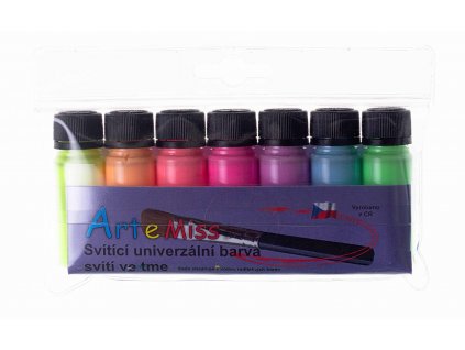 Akrylové barvy Artemiss 7 x 12g - svítící ve tmě
