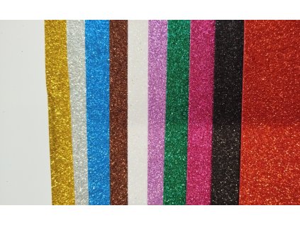 Třpytivá pěnovka (moosgummi) - 10 ks - mix barev