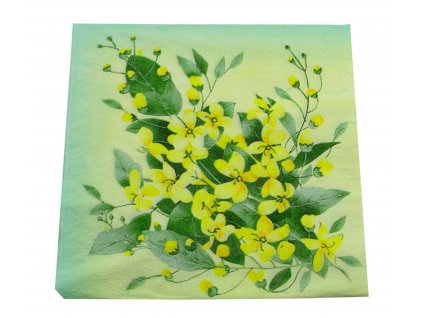 Ubrousek - žlutá kytice se zeleným pozadím