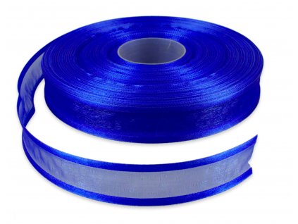 Organzová stuha 2,5 cm s okrajem - modrá