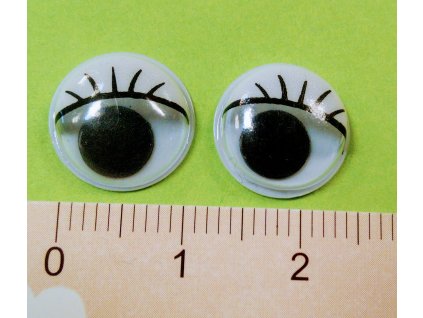 Pohyblivé oči - bílé řasy 12 mm