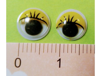 Pohyblivé oči - žluté řasy 8 mm