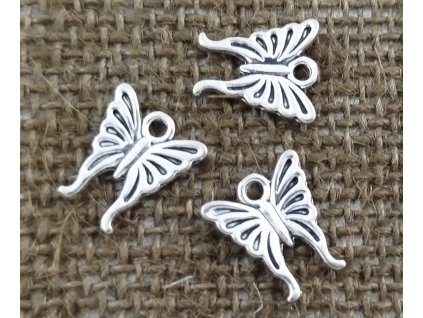 Přívěsek - kov - stříbro - motýlek