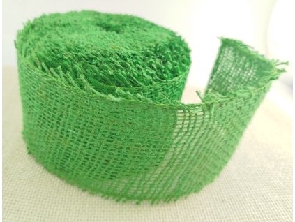 Jutová stuha - 8 cm - zelená