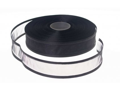 Organzová stuha 3,8 cm s okrajem - černá