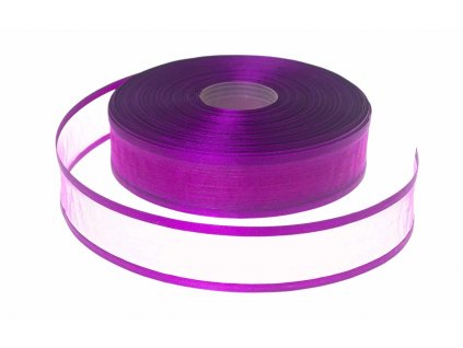 Organzová stuha 3,8 cm s okrajem - švestková