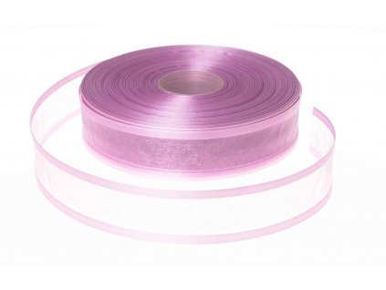Organzová stuha 3,8 cm s okrajem - světle fialová