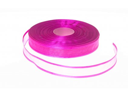 Organzová stuha 2,5 cm s okrajem - fuchsiová