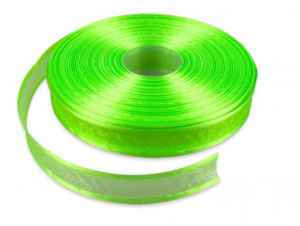 Organzová stuha 2,2 cm s okrajem - světle zelená