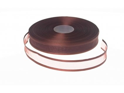 Organzová stuha 2,2 cm s okrajem - hnědá