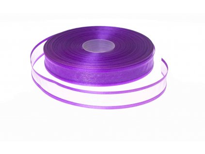 Organzová stuha 2,2 cm s okrajem - fialová