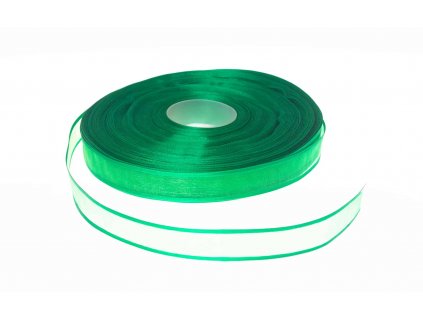 Organzová stuha 1,8 cm s okrajem - zelená