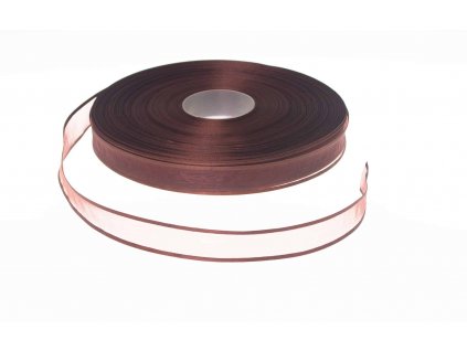 Organzová stuha 1,8 cm s okrajem - hnědá