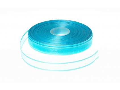 Organzová stuha 1,8 cm s okrajem - modrá tyrkysová