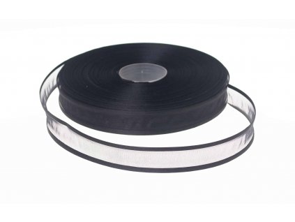 Organzová stuha 1,5 cm s okrajem - černá