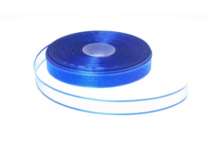 Organzová stuha 1,5 cm s okrajem - modrá