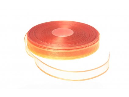 Organzová stuha 1,5 cm s okrajem - oranžová