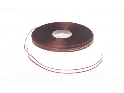 Organzová stuha 0,9 cm s okrajem - hnědá