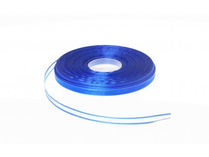 Organzová stuha 0,9 cm s okrajem - modrá