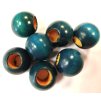 Dřevěné korálky - 2,4cm - s velkým průvlekem - tyrkysové