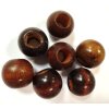 Dřevěné korálky - 2,4cm - s velkým průvlekem - hnědé