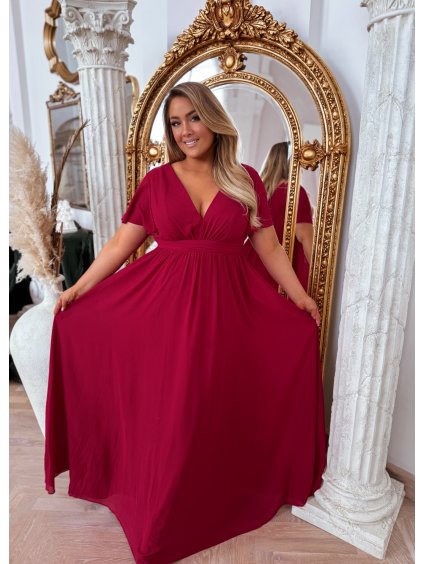 bordové společenské šaty plus size