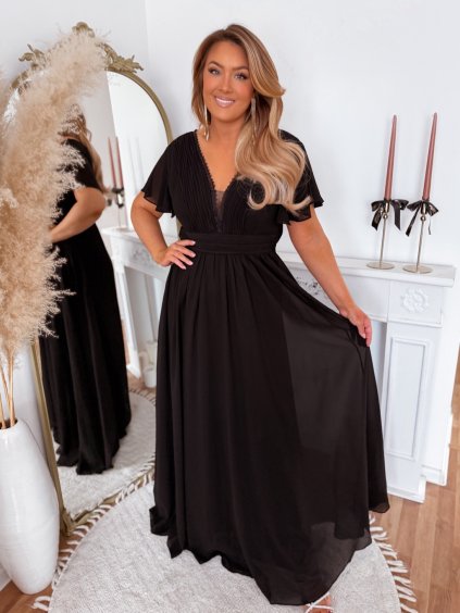 Společenské šaty s krajkou - černá